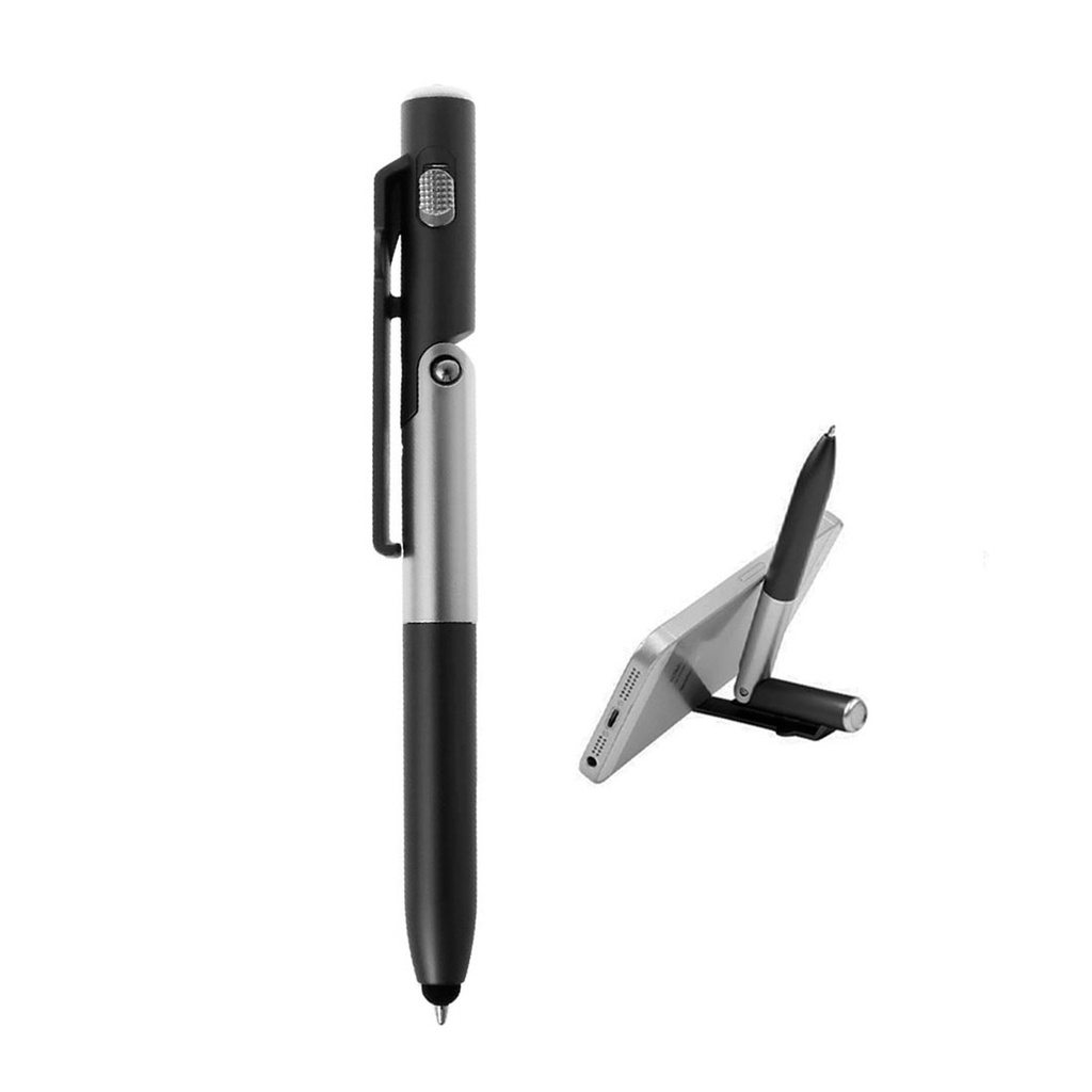 [P294013] lapiceros, plástico, negro, 13.5 cm reclinable , 3 en 1 con touch linterna y stand