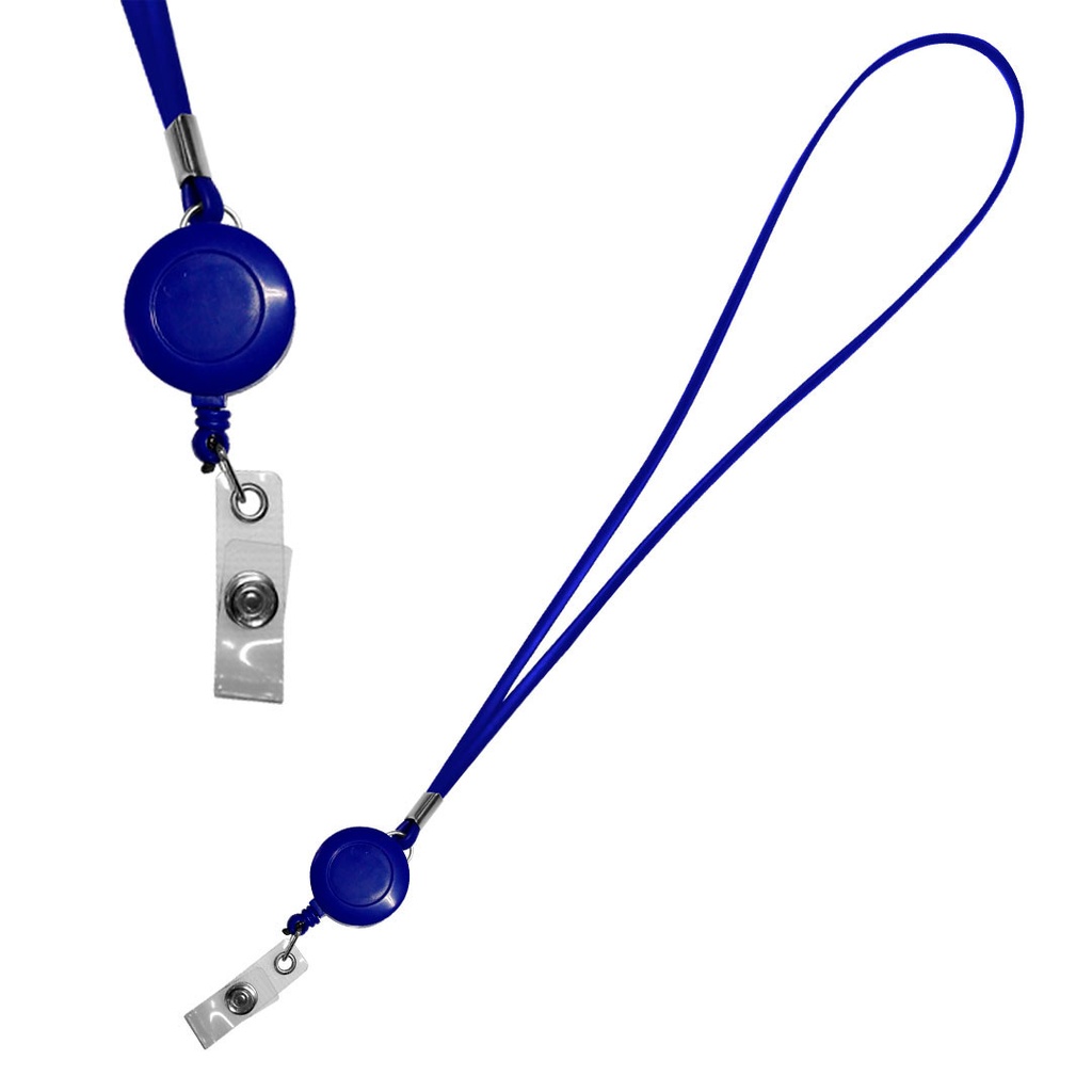 [P220880] cinta porta-gafete, silicón, azul, 49cm centimetros, con yoyo plástico