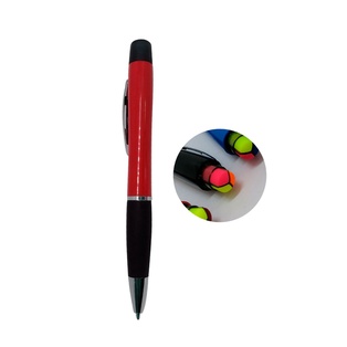 lapicero luminous, con goma antideslizante, rojo, y 3 resaltadores ,