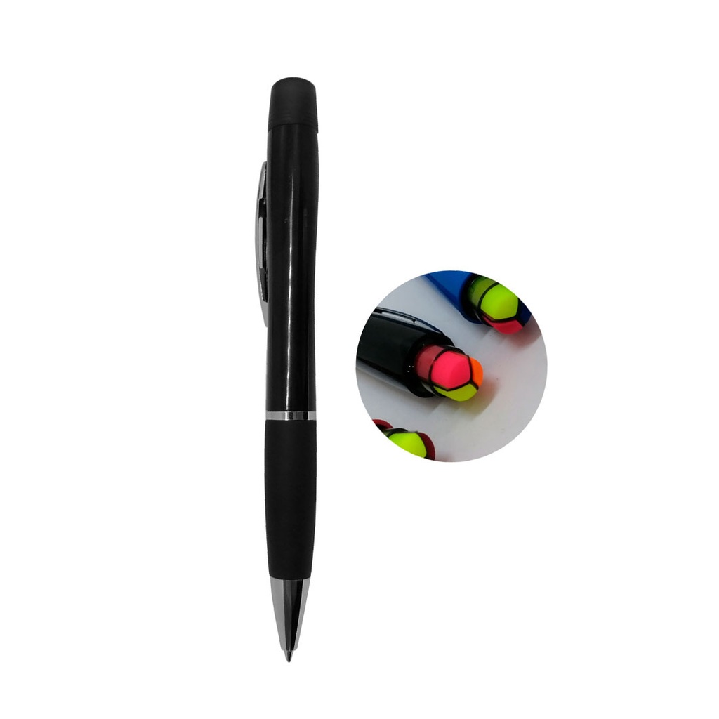 [P285964] lapicero luminous, con goma antideslizante, negro, y 3 resaltadores ,