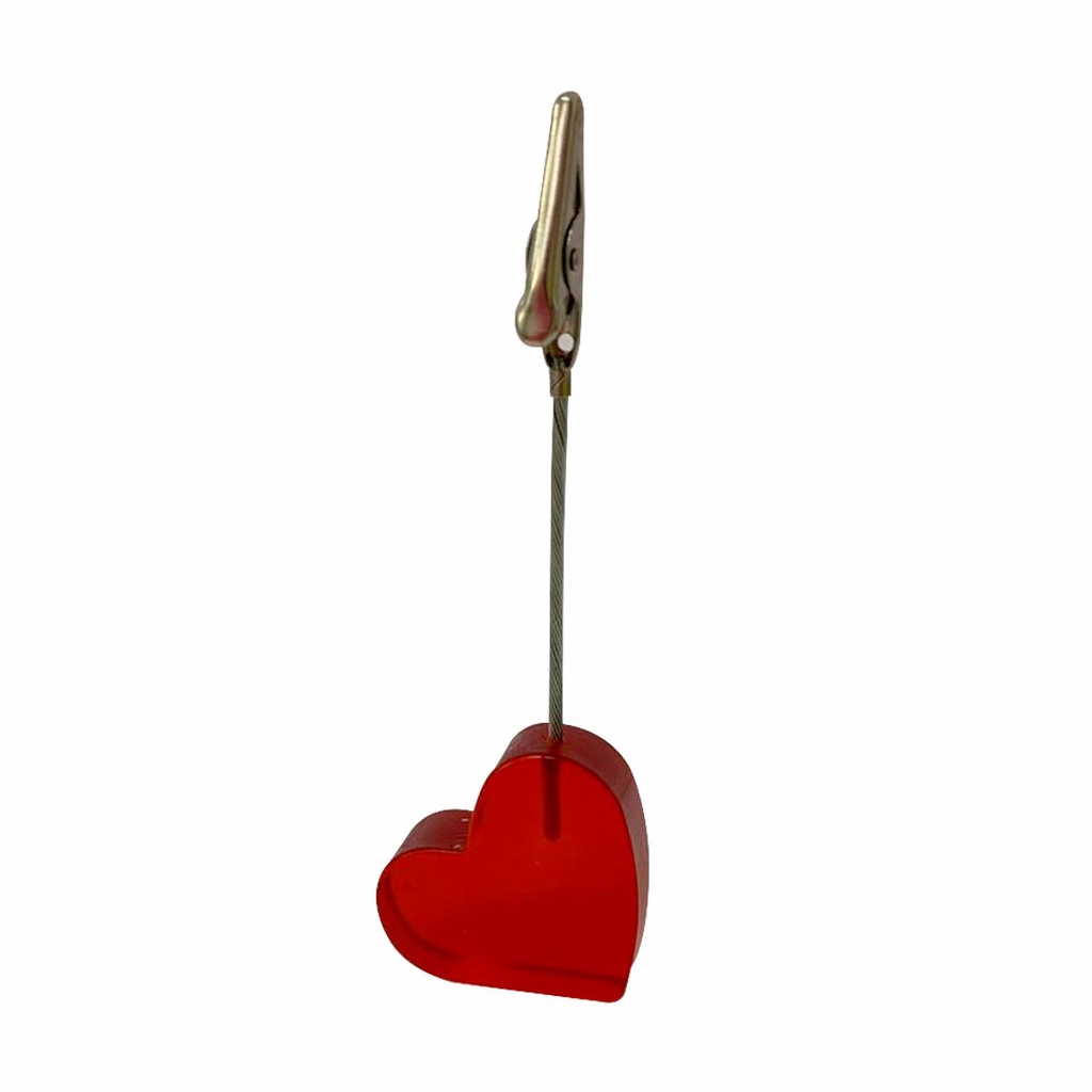 [P240614] sujetador de papel, resina, rojo, 4*12 centimetros, con base de corazón