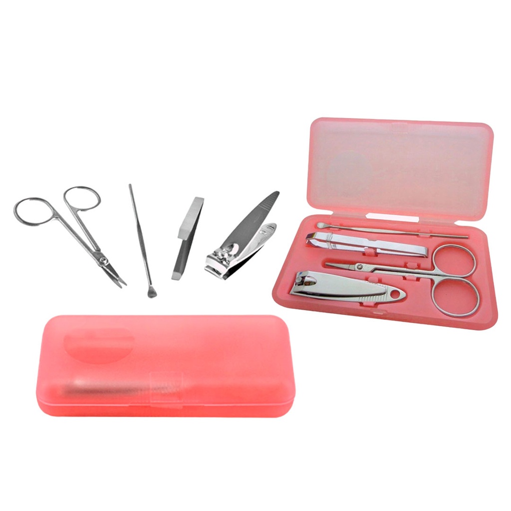 [B662112] set de 4 pcs para manicure, acero inoxidable, salmon, 10*5.2*2 en caja , para manos y pies,,