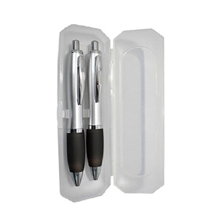 set, plástico, plateado, 14 centimetros, de lapicero y, portaminas en estuche