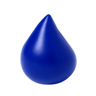 antiestres, pu, azul reflex, 8*6 centimetros, forma de gota,