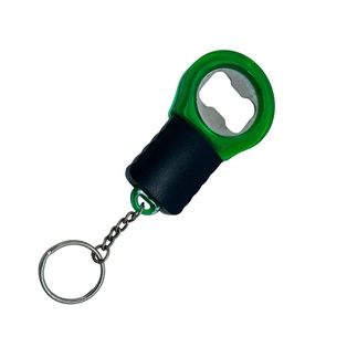 llaveros, plástico, verde, 8.4*4.5*1.2cm centimetros, con destapador y luz