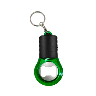llaveros, plástico, verde, 8.4*4.5*1.2cm centimetros, con destapador y luz