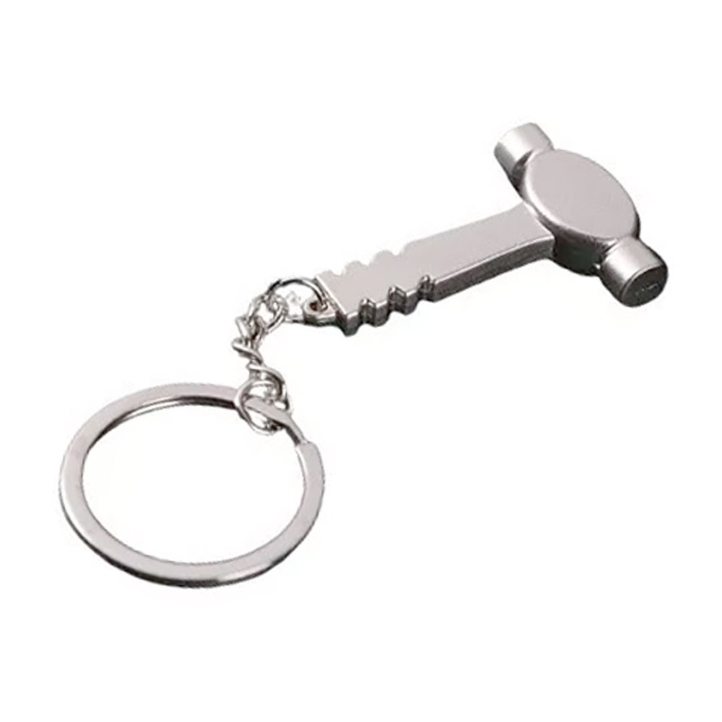 [P240729] llaveros, aleación de metal, plateado, 3*4.8 centimetros, tipo mazo