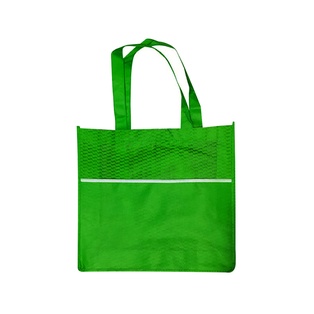 bolsa, tela ecológica, verde, 38*32*10cm centimetros, con bolsa delantera