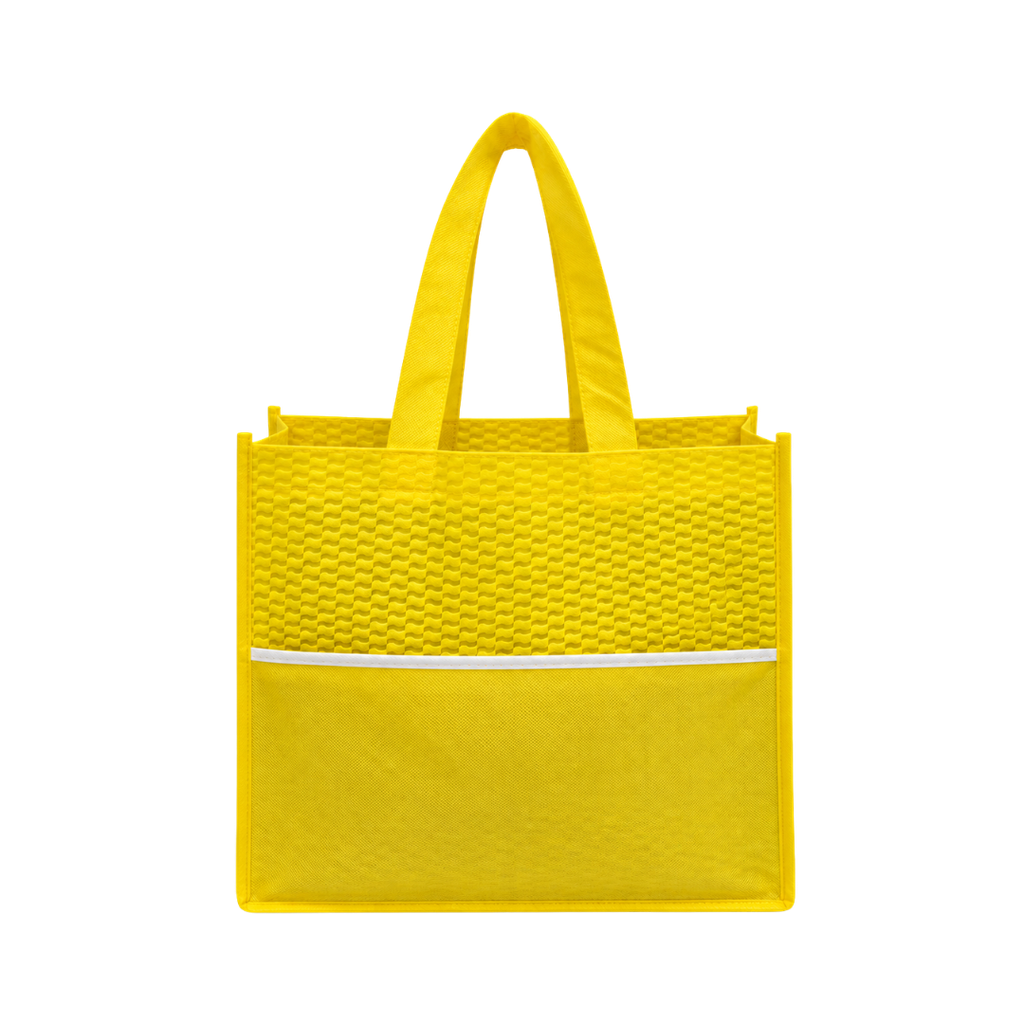 [P240686] bolsa, tela ecológica, amarillo, 38*32*10cm centimetros, con bolsa delantera