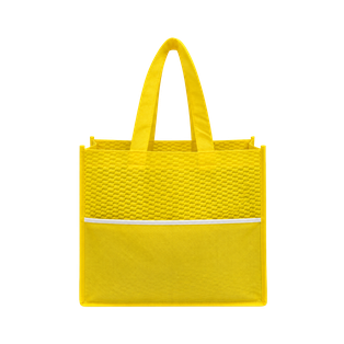 bolsa, tela ecológica, amarillo, 38*32*10cm centimetros, con bolsa delantera