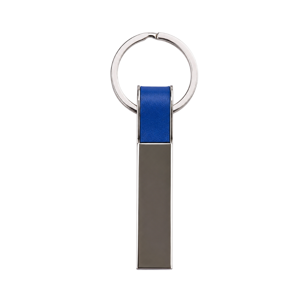 [P240677] llaveros, aleación de metal, azul, 1.4*6.4 centimetros, rectangular con cuerpo plateado