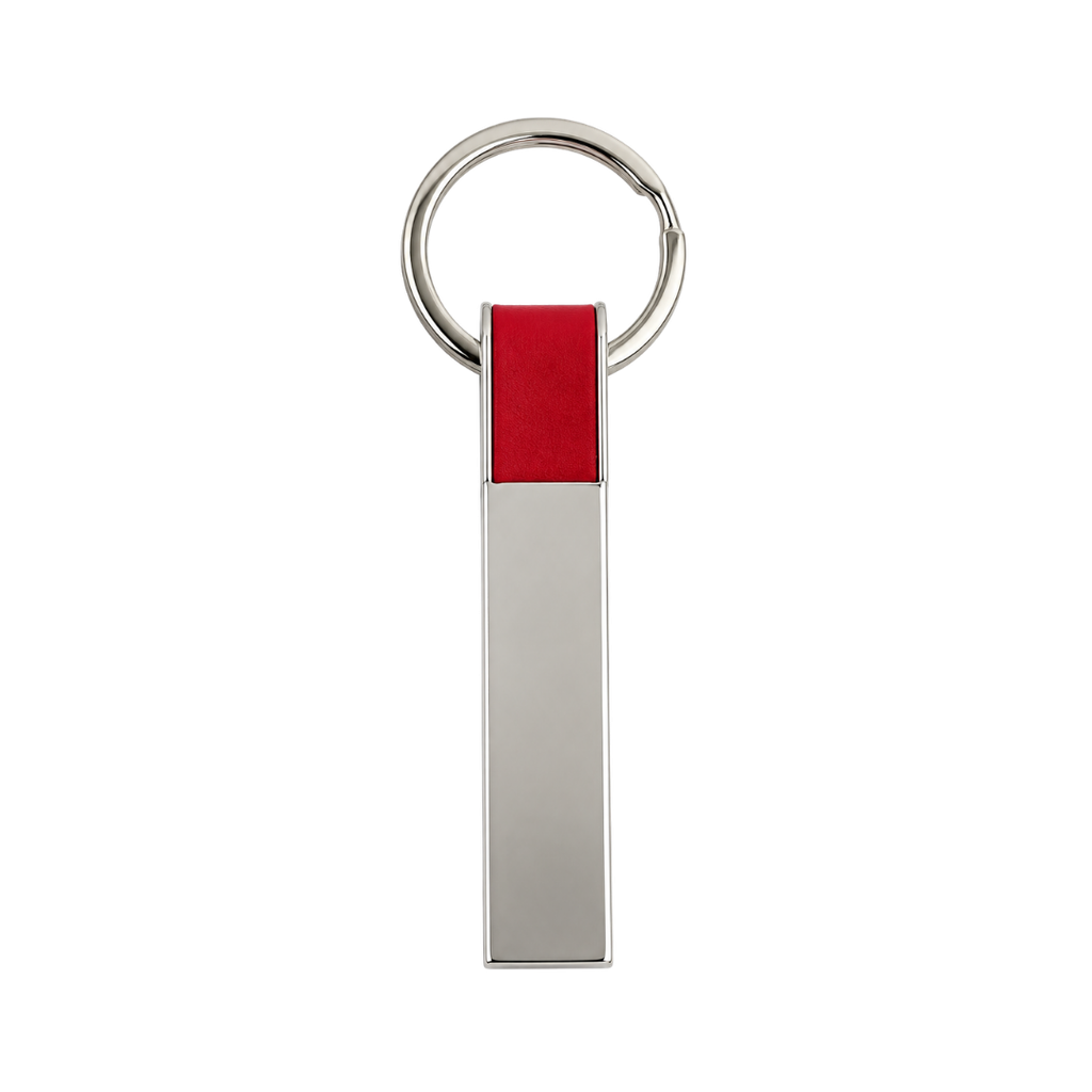 [P240678] llaveros, aleación de metal, rojo, 1.4*6.4 centimetros, rectangular con cuerpo plateado