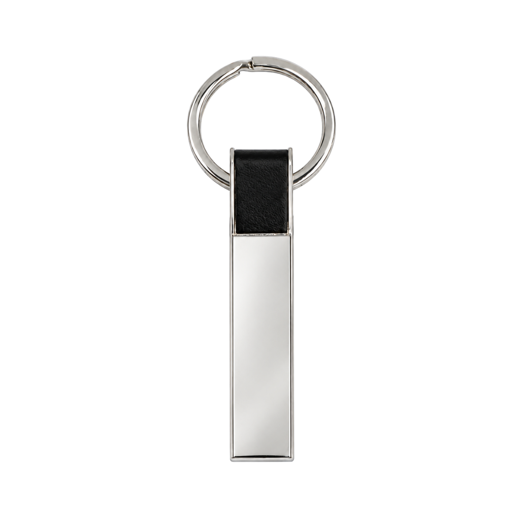 [P240676] llaveros, aleación de metal, negro, 1.4*6.4 centimetros, rectangular con cuerpo plateado