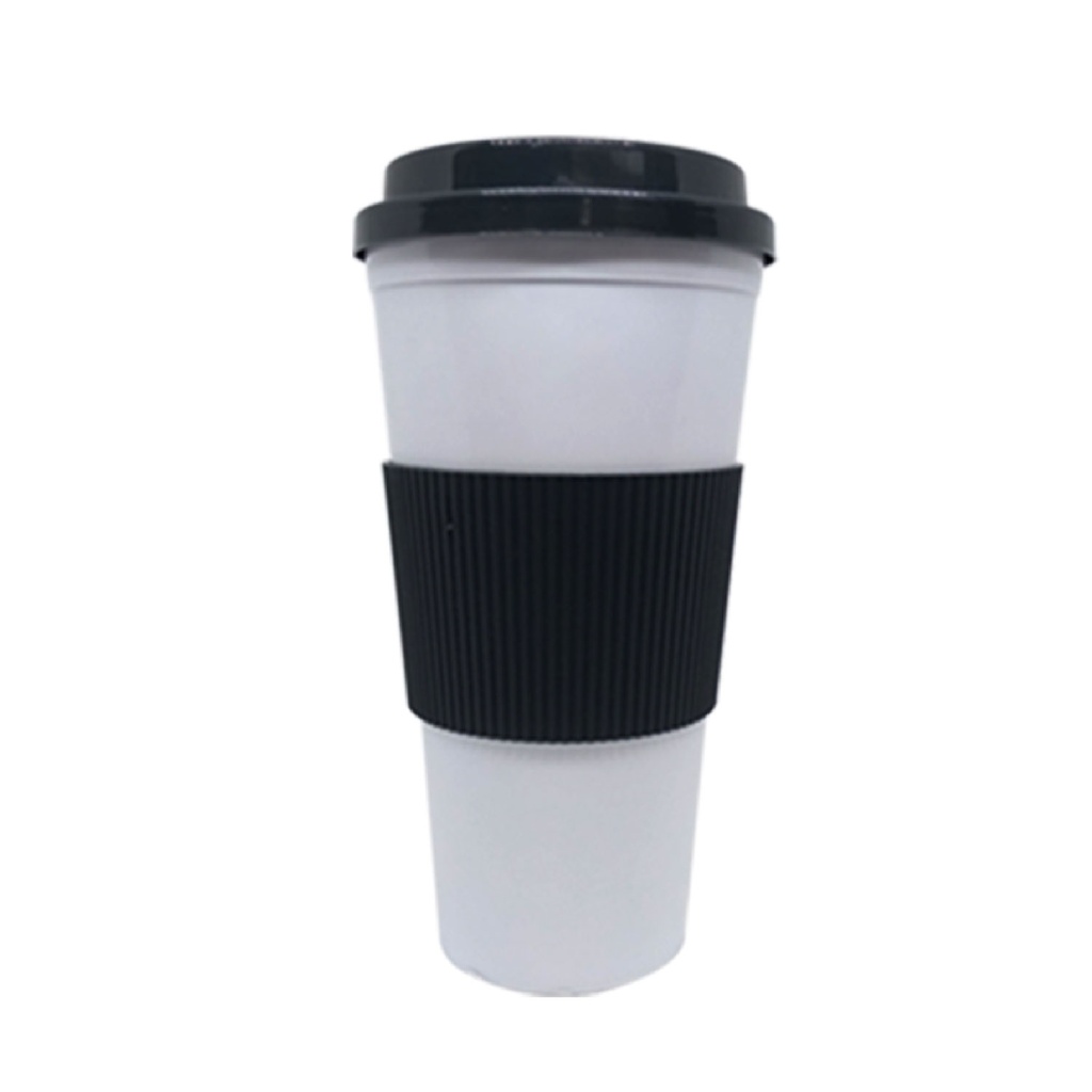 [P294231] vasos, plástico, blanco, 600 ml 9*17*5.7 centimetros, gris manga aislante de temperatura