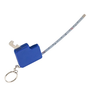 llaveros, plástico, azul, 4.5*4.5 cm centimetros, con destapador y metro (1 m)