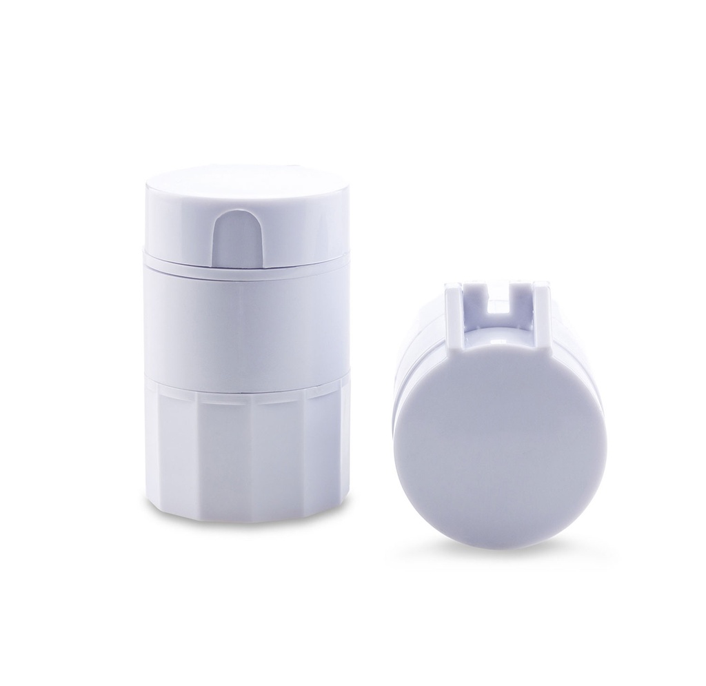 [P266014] pastillero, plástico, blanco, 4*4*6.5 cm con , cortador y  macerador de pastillas
