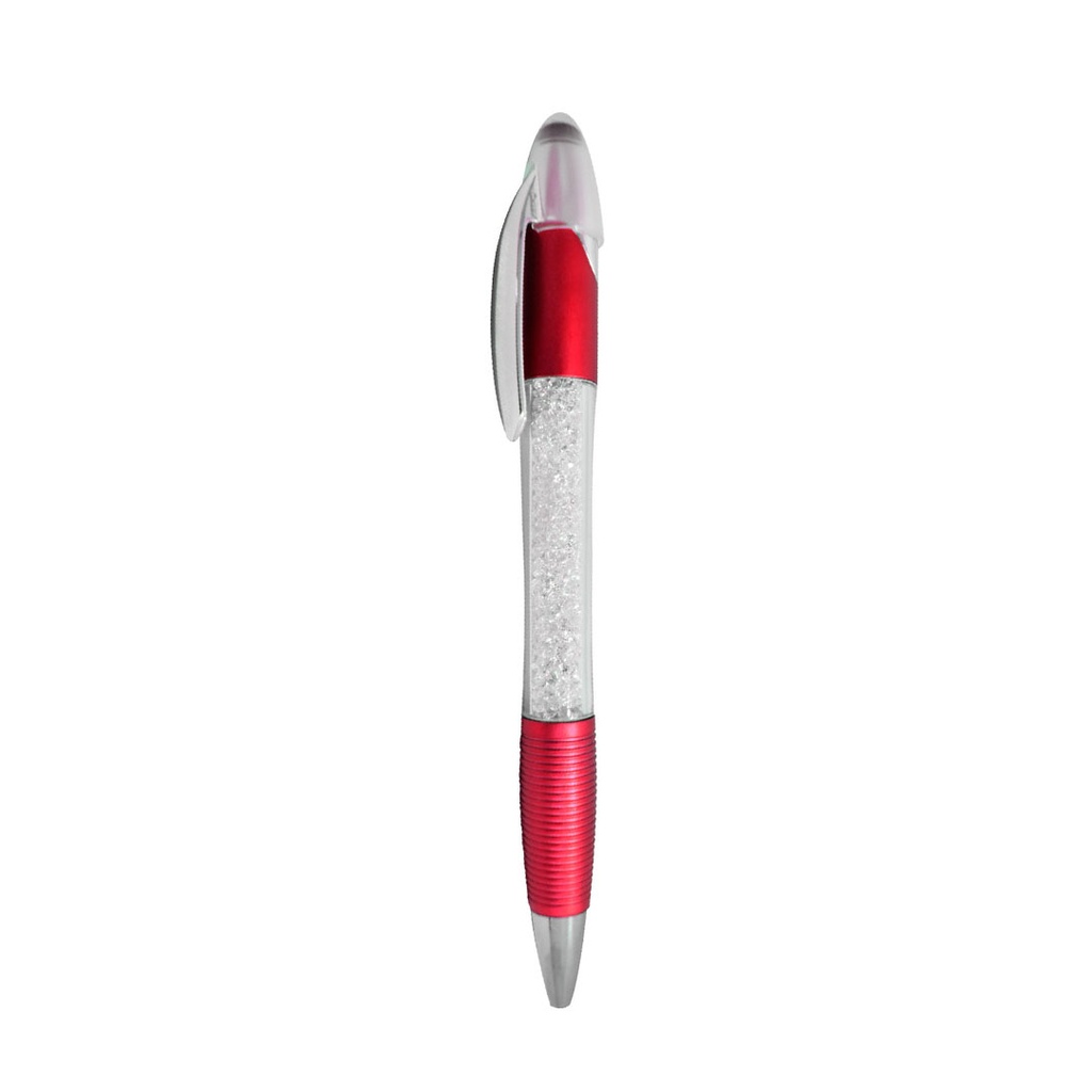 [P280784] lapiceros, plástico, rojo, 15.3 centimetros, con touch y diamantes internos