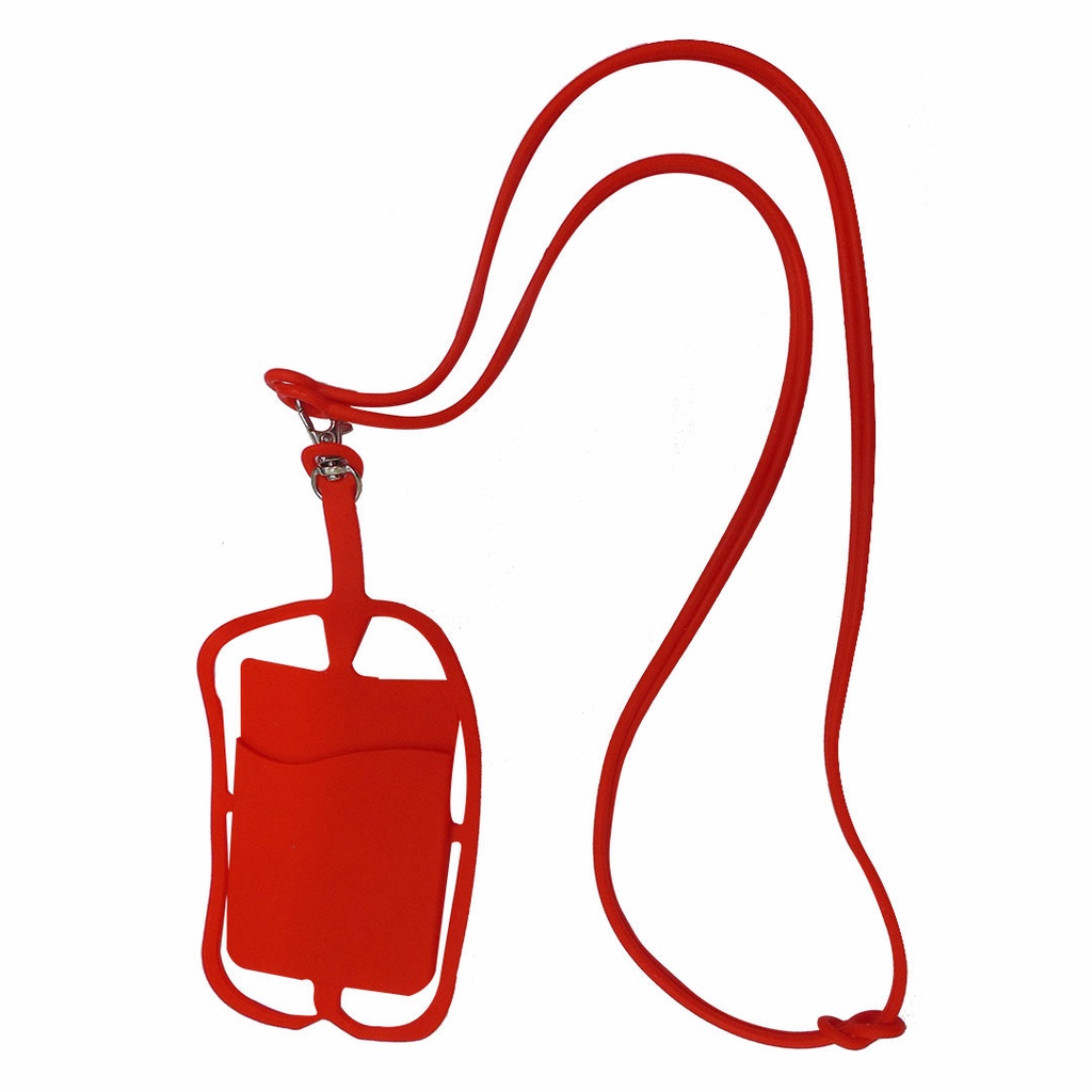 [P220648] porta gafete, silicón, rojo, 9.7*22 centimetros, con porta celular