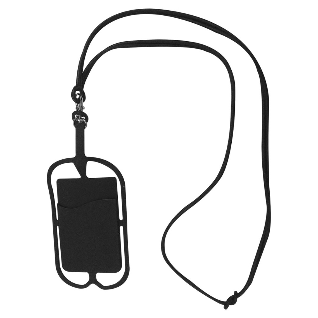 [P220649] porta gafete, silicón, negro, 9.7*22 centimetros, con porta celular