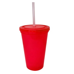vasos, plástico, rojo, 650 mililitro, de 9.5*23.6cm con pajilla