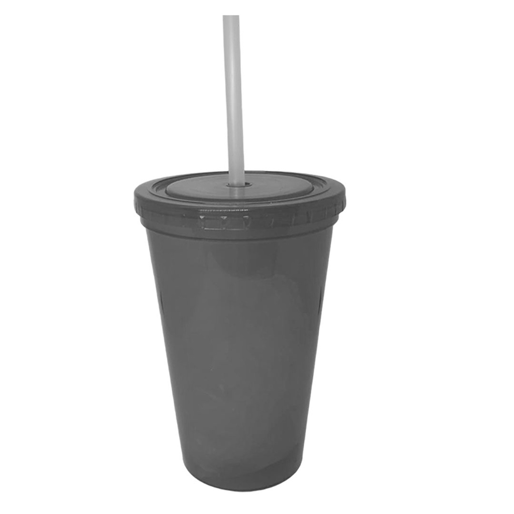 [P251196] vaso, plástico, negro, 560 ml 9.5*23.6 , cm single con pajilla