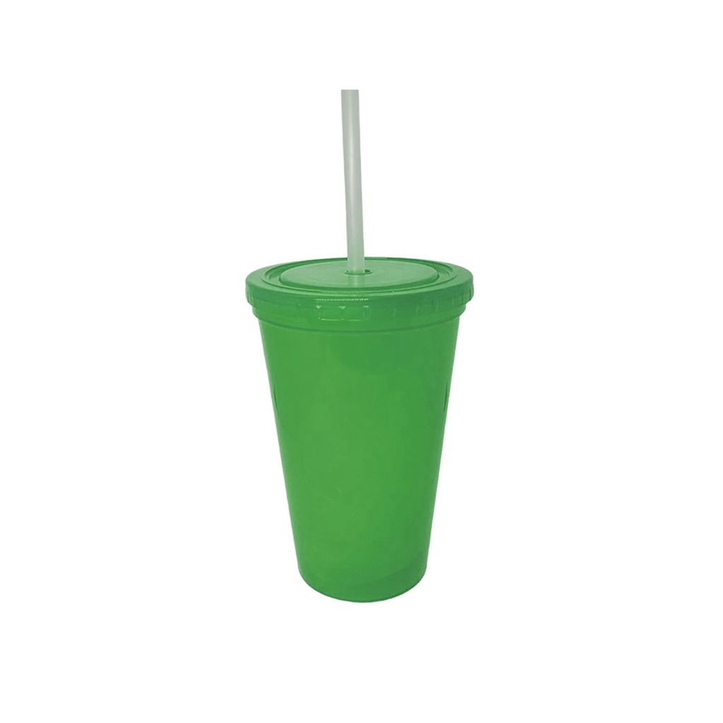[P250736] vasos, plástico, verde, 650 mililitro, de 9.5*23.6cm con pajilla