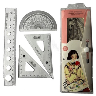 set de 4 reglas, plástico, transparente, 20 centimetros, para geometria