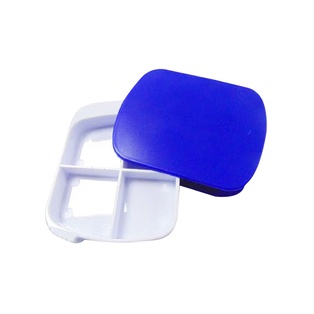 pastillero, plástico, azul, 8*6.5*1.5 centimetros, cuadrado, deslizante
