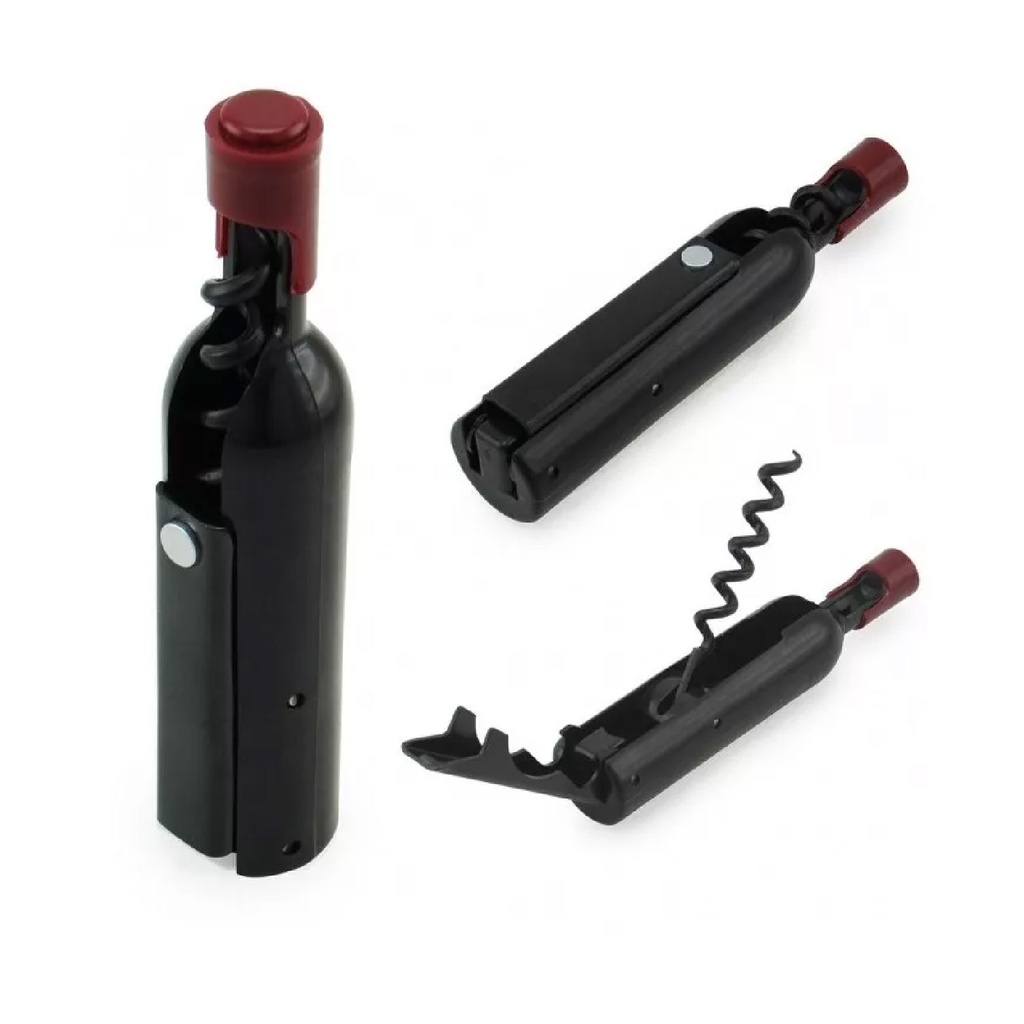 [P250766] sacacorchos, plástico, negro, 24*11.5 centimetros, en forma de botella