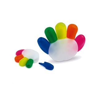 resaltador, plástico, , 9.4*7.4*1.9 centimetros, forma de manita 5 colores