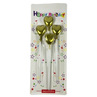 vela, cera, dorado,  nd, set de 4 velitas corazón con palito