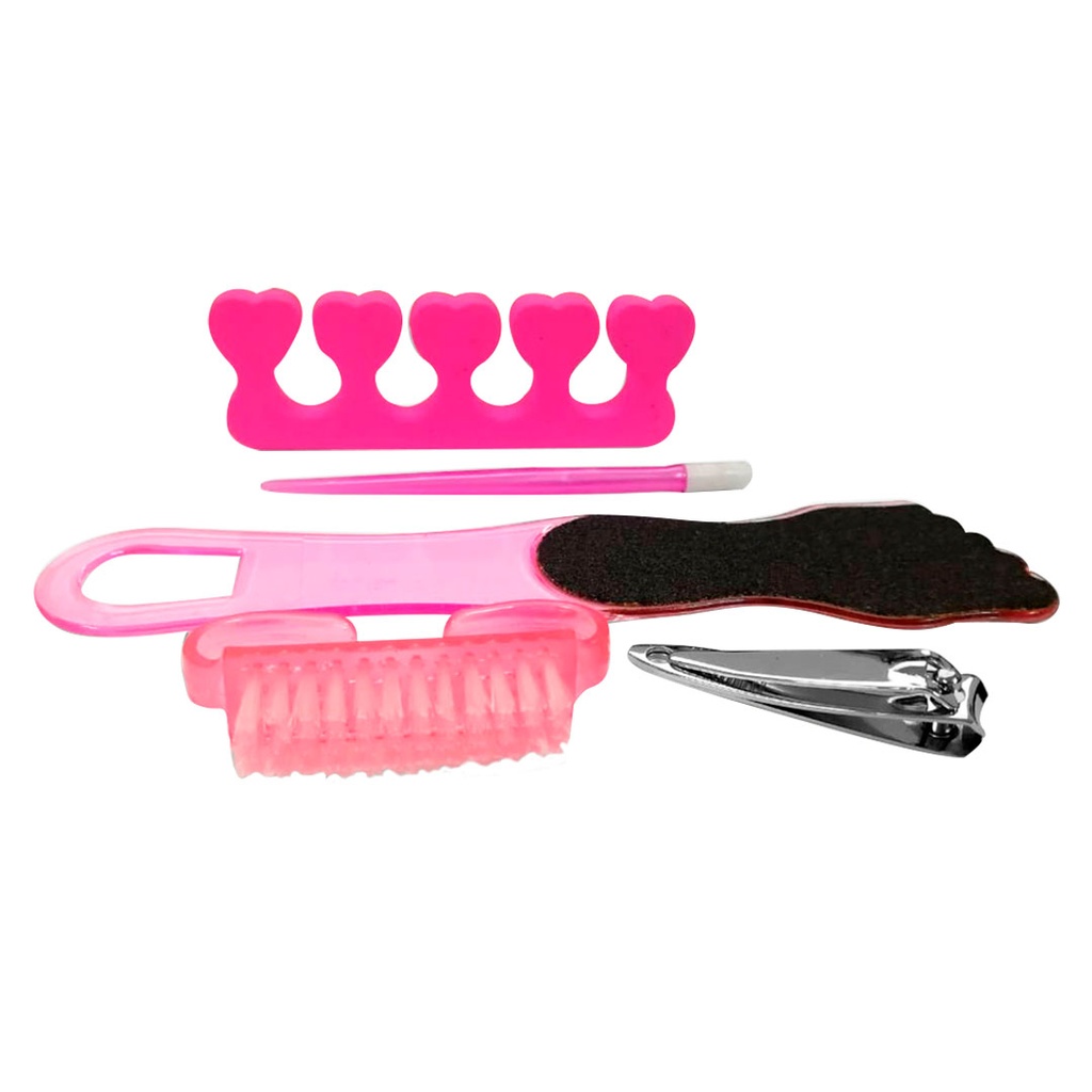 [B660515] set de manicure, pvc, rosado, 19.5*8 centimetros, 5 pcs en bolsa