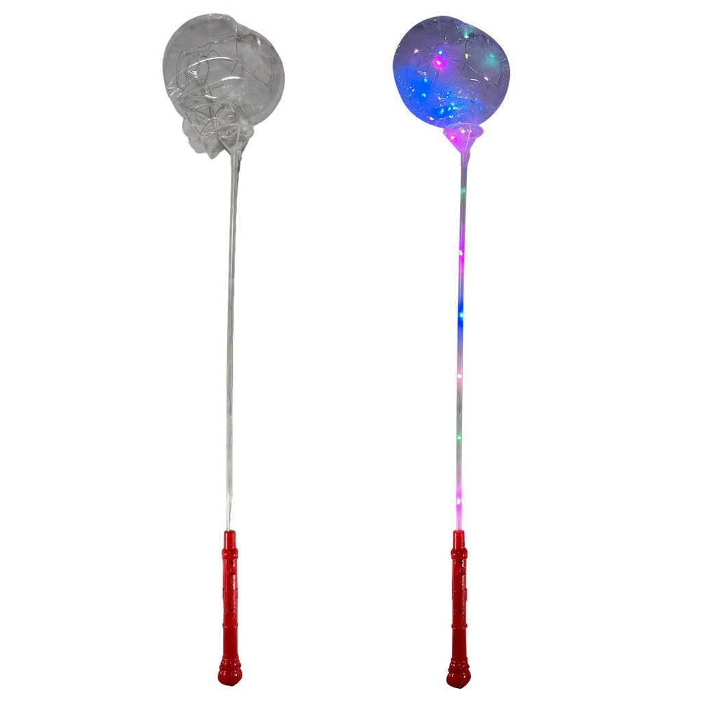 [F410198] globo, plástico, transparente, 75*27 ccm centimetros, con luces led y bastón 75*27 ccm