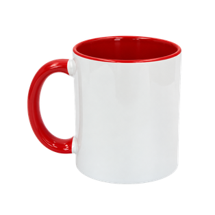 taza, cerámica, rojo, 8.2* h9.5 cm 11 oza , para sublimar color en interior y oreja