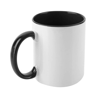 taza, cerámica, negro, 8.2* h9.5 cm  11 oz , para sublimar color interior y oreja