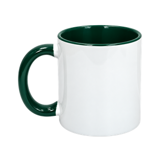 taza, cerámica, verde, 8.2* h9.5 cm 11 oz , para sublimar color en interior y oreja