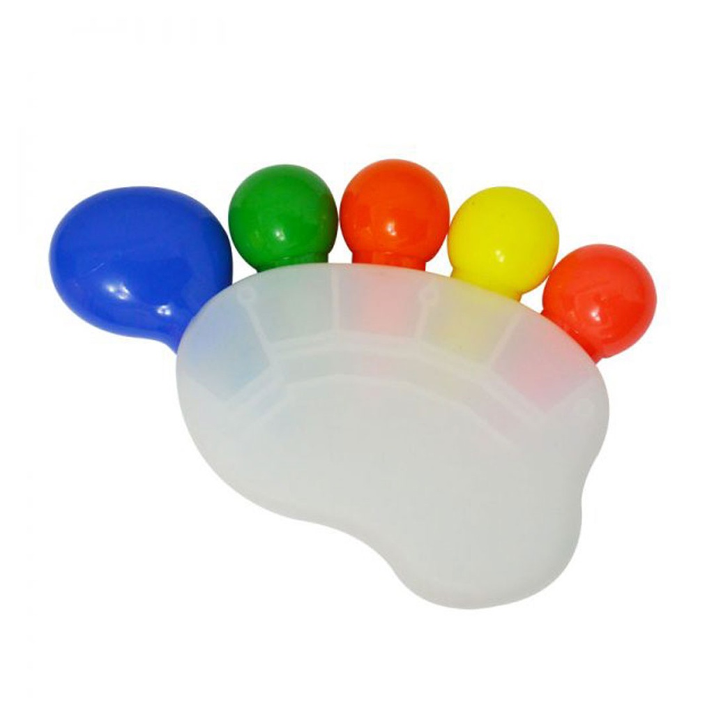 [P286044] resaltador, plástico, blanco, 11.8*9.5*2.2 centimetros, forma de piecito con dedos de colores