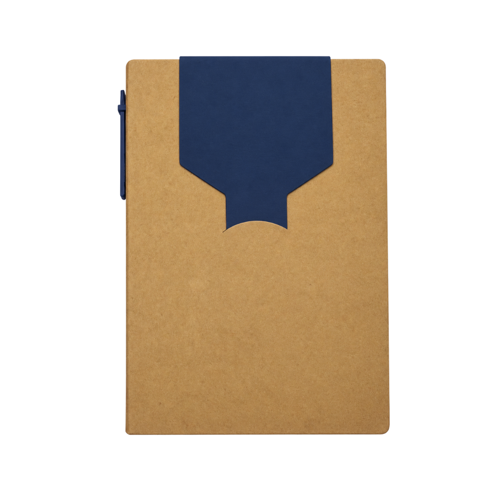[P280719] libretas, ecologica de carton, azul, 11*15.5 centimetros, con lapicero y notas adhesivas