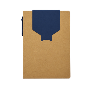 libretas, ecologica de carton, azul, 11*15.5 centimetros, con lapicero y notas adhesivas