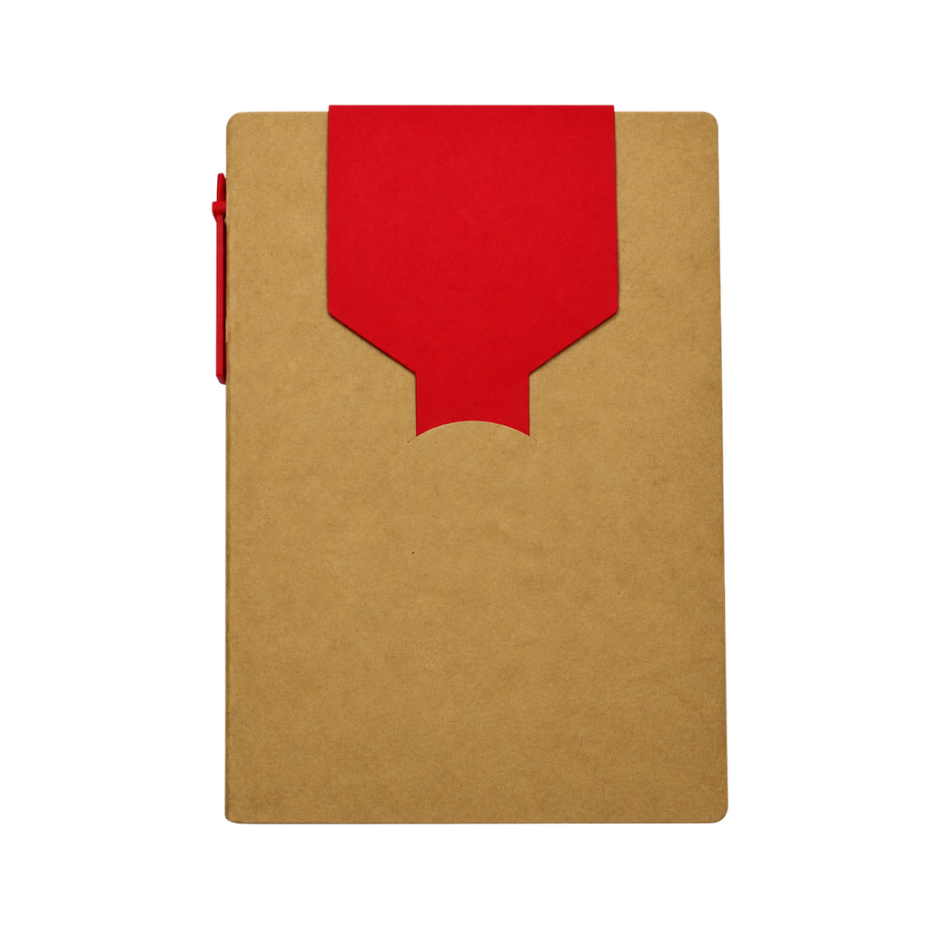 [P280720] libretas, ecologica de carton, rojo, 11*15 centimetros, con lapicero y notas adhesivas