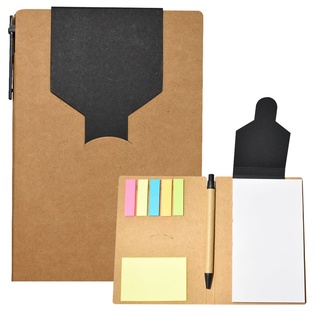 libretas, ecologica de carton, negro, 11*15 centimetros, con lapicero y notas adhesivas