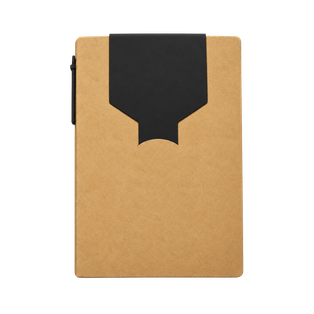 libretas, ecologica de carton, negro, 11*15 centimetros, con lapicero y notas adhesivas