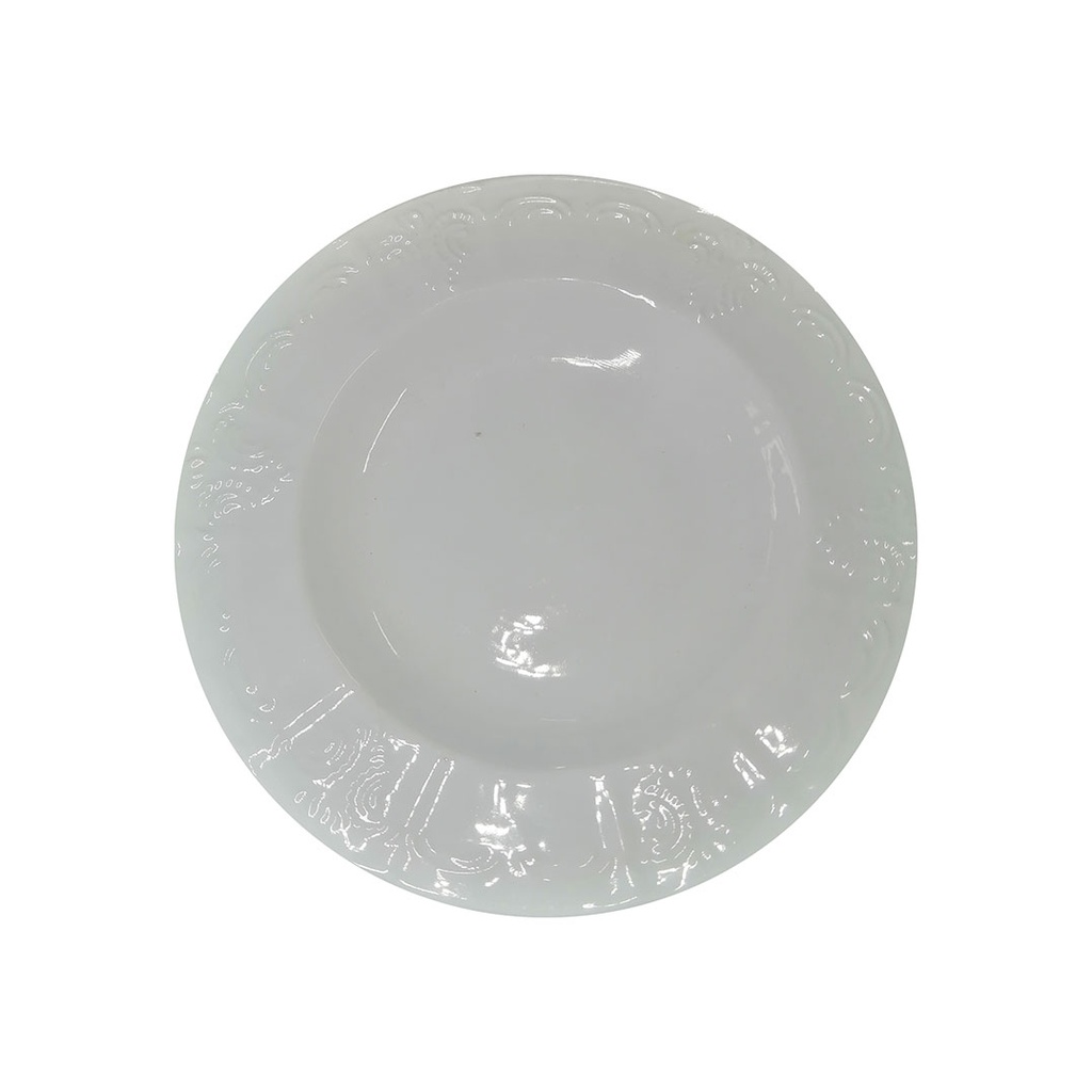 [H521923] plato, cerámica, blanco, 9.75 pulgadas, redondo con diseño