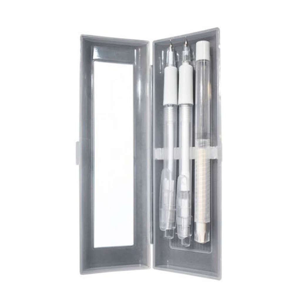 [P280270] lapicero y lapiz, plástico, blanco,  nd, set en estuche transparente