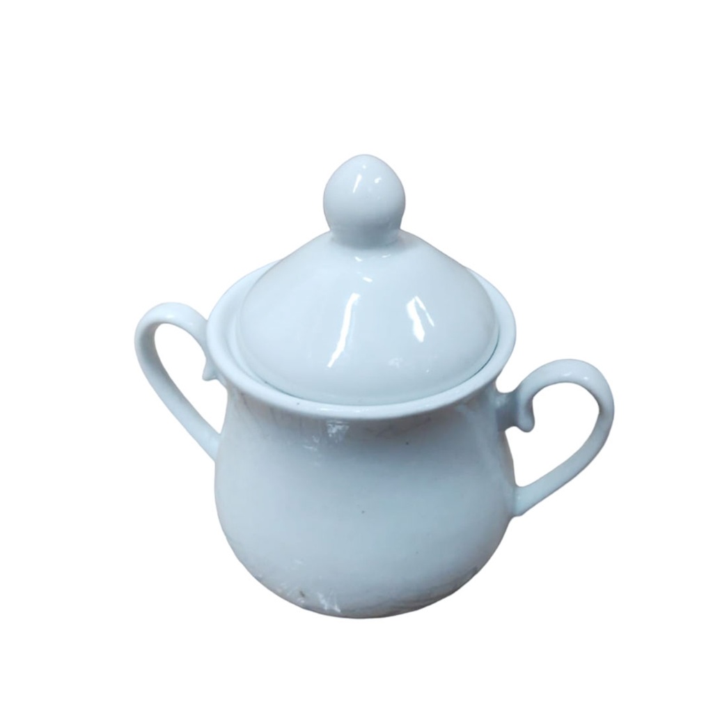 [H522478] azucarero, cerámica, blanco, 5 pulgadas, con manijas