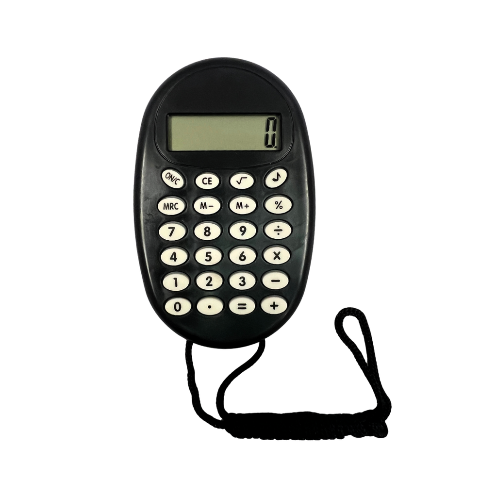 [P280791] calculadora digital con pita, plastico, negro