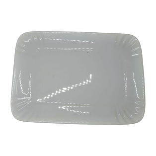 plato, cerámica, blanco, 8.75 pulgadas, rectangular