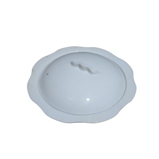 tazon, cerámica, blanco, 6.25 pulgadas, forma de flor con tapa