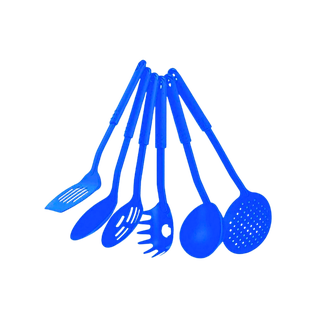 set de 6 utensilios, plástico, azul, para cocina ,