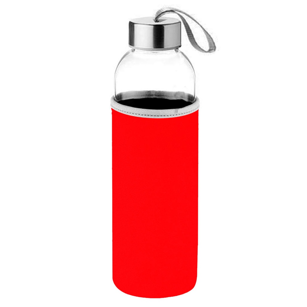 [P258031] pachones, vidrio, rojo, 500 mililitro, con funda de neopreno